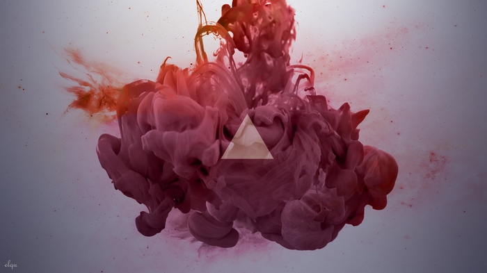Red and pink ink cloud with triangle overlay