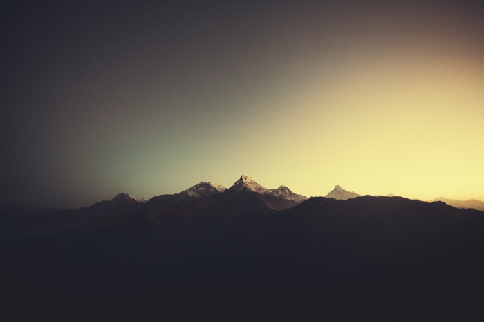 Annapurna Himalayas mountain range at sunset