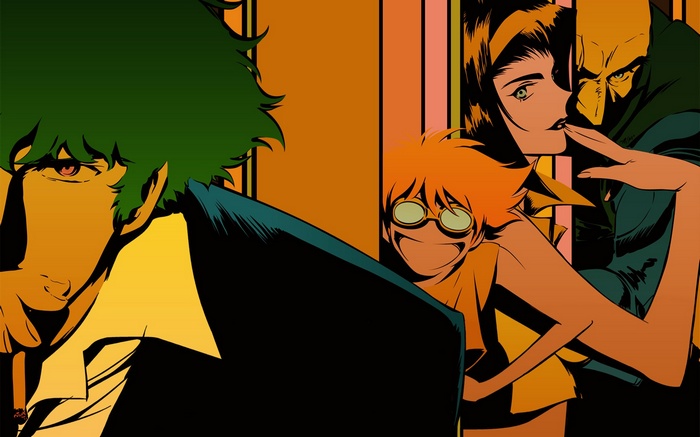Spike Spiegel, Faye Valentine, Jet Black, and Ed from Cowboy Bebop