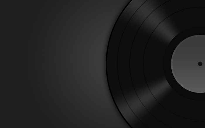 Close-up of a black vinyl record