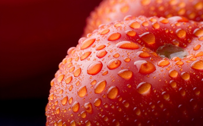 red, detailed, tomatoes, closeup, fruit, water drops, depth of field, vegetables, macro, nature, food