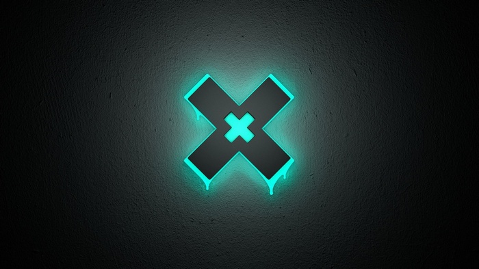 The XX neon logo with dripping effect on textured wall