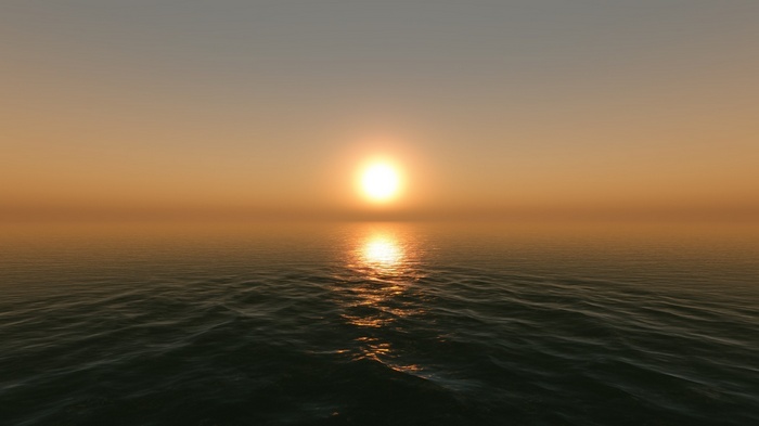 Sunset over the ocean horizon