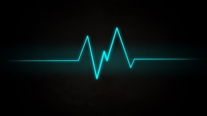 Cyan heartbeat line on a black background