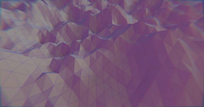 Low poly abstract landscape with purple and blue hues