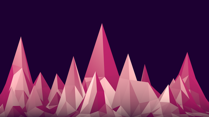 Low poly pink mountain range on dark background