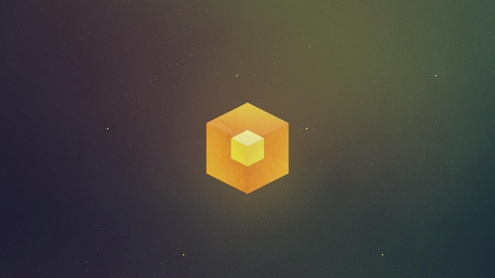 Orange and yellow cubes in starry background