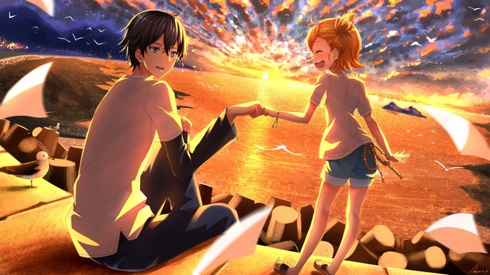 Barakamon: Handa Seishuu and Kotoishi Naru at Sunset