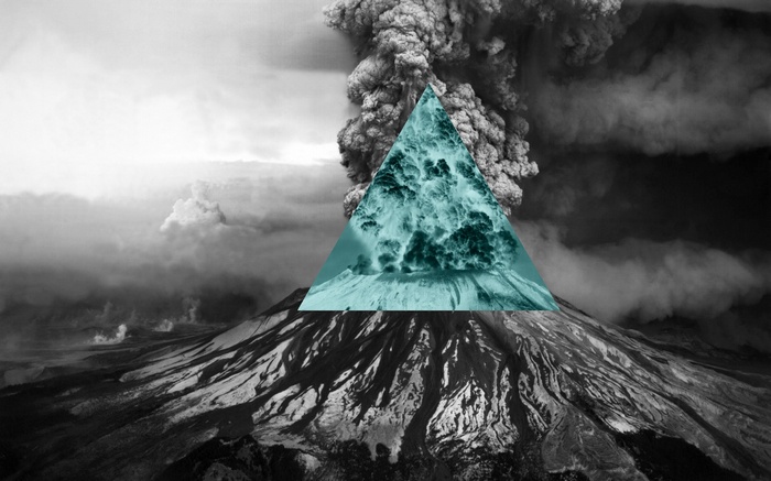 Illuminati, triangle, nature, volcano, inverted, polyscape, digital art