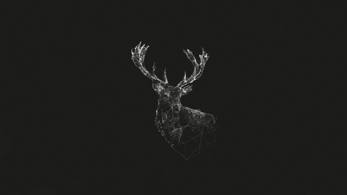 Abstract wireframe deer head on a dark background