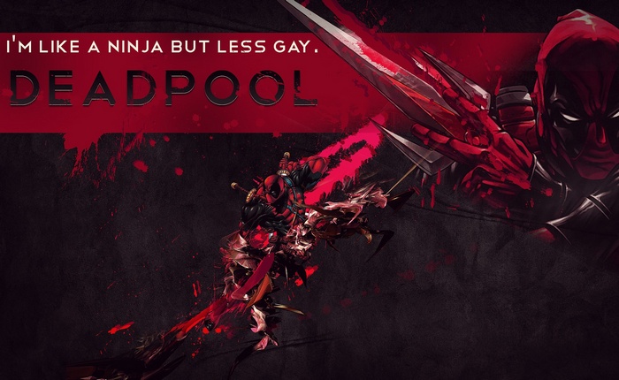 Deadpool with glowing red swords