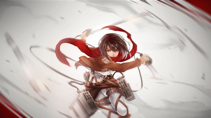 Mikasa Ackerman from Shingeki no Kyojin in action