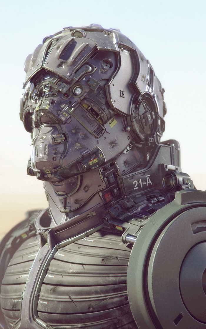 Robot warrior with detailed armor