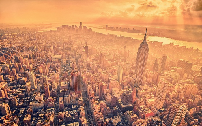 Aerial view of New York City with Empire State Building