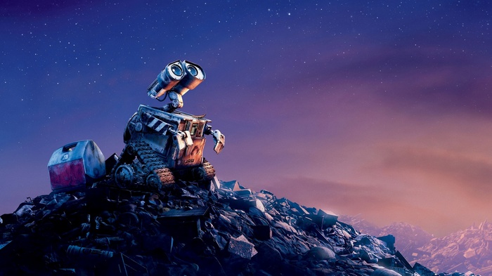 WALL-E robot on a pile of trash