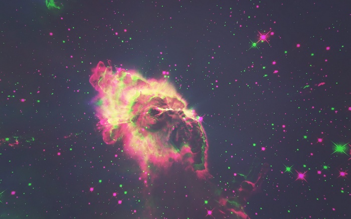 Digital art of a colorful nebula in space