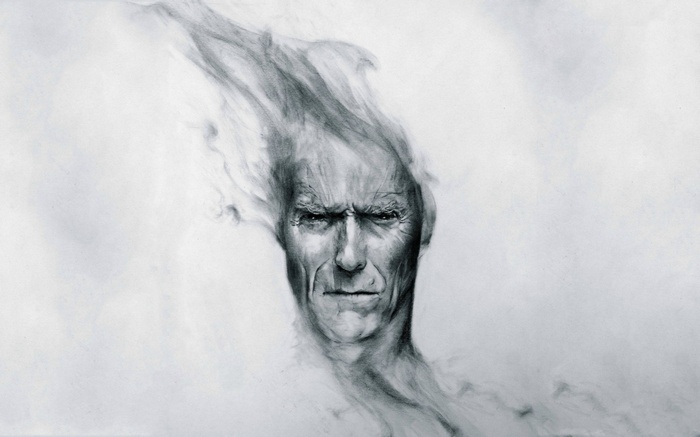 Clint Eastwood portrait made of smoke