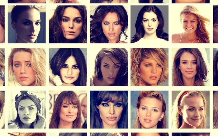 Collage of Celebrities: Natalie Portman, Keira Knightley, Anne Hathaway, and more