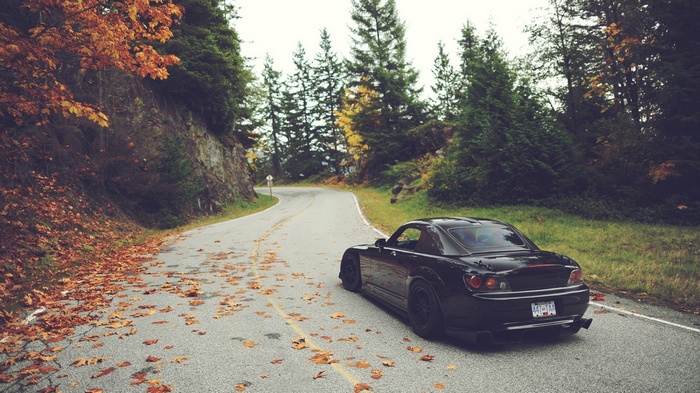 Black Honda S2000 on a Winding Road in Autumn