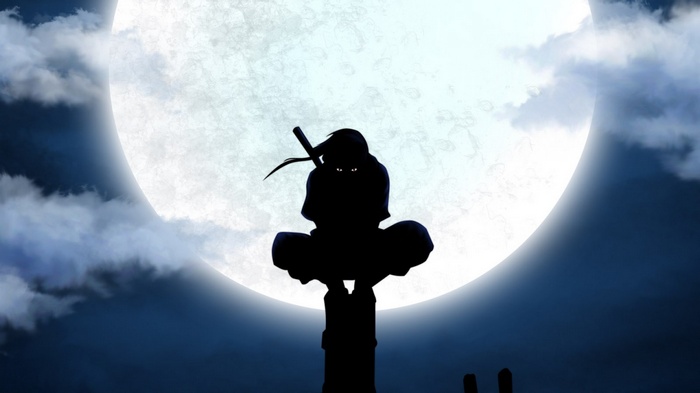 silhouette, Naruto Shippuuden, power lines, ANBU, anime, utility pole, Uchiha Itachi, Moon