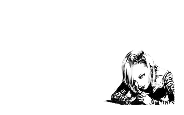 Android 18 from Dragon Ball Z, minimalist anime art