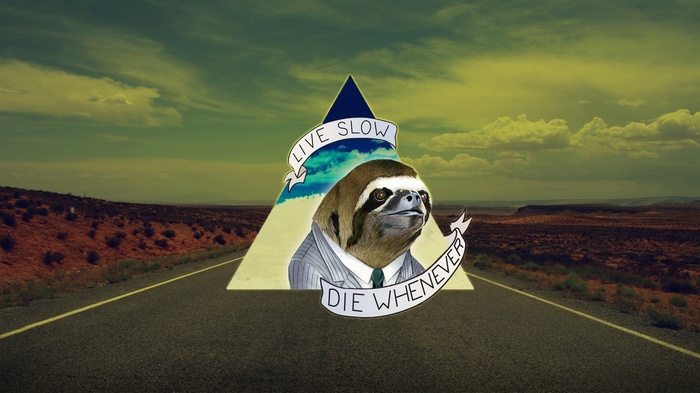 Sloth in a Suit with "Live Slow Die Whenever" Quote
