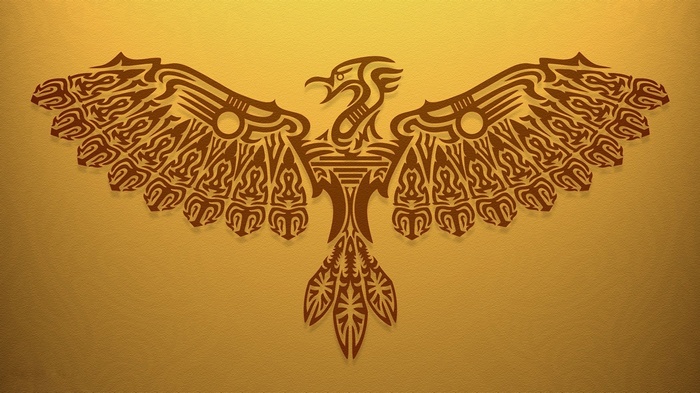Tribal phoenix artwork with spread wings