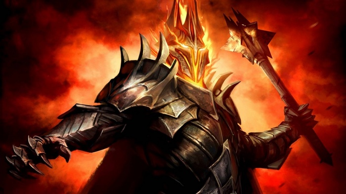 Sauron from The Lord of the Rings with a mace