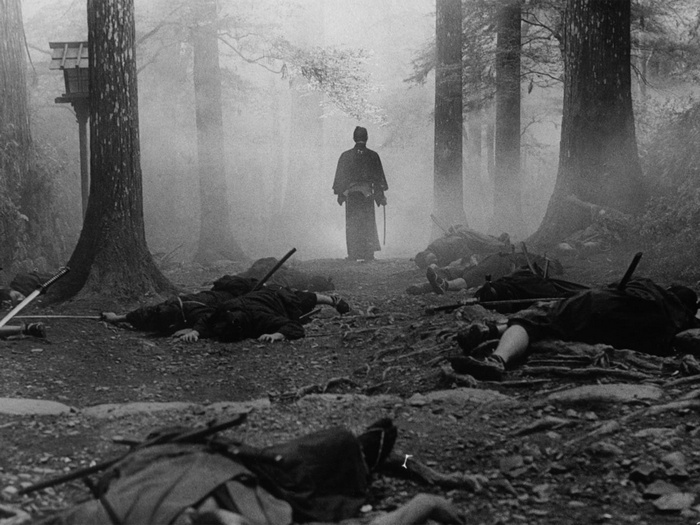 Seven Samurai: A lone samurai stands over fallen warriors