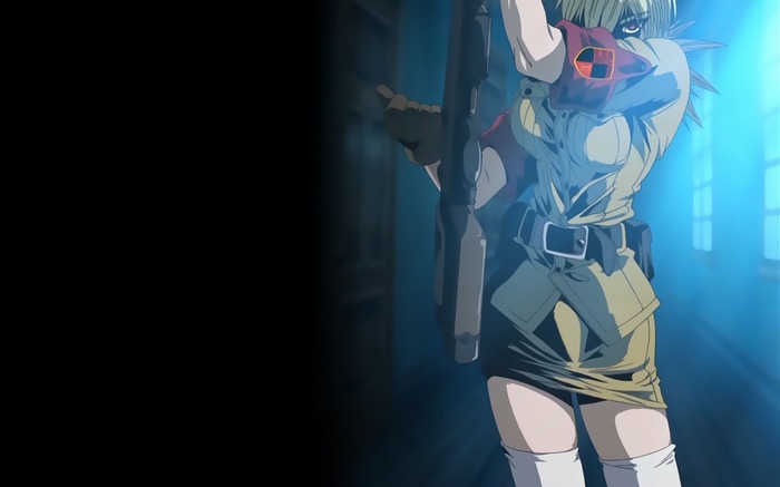 Seras Victoria from Hellsing holding a rifle