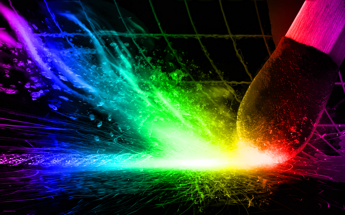 Colorful sparks erupting from a match