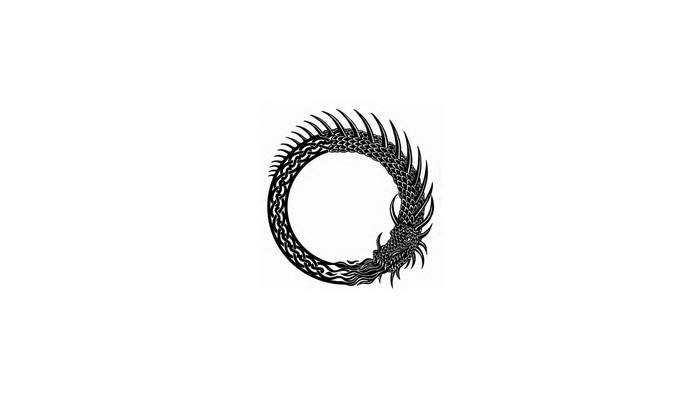 Ouroboros dragon symbol on a white background
