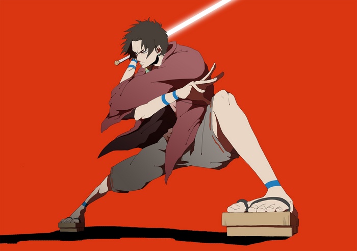 Mugen from Samurai Champloo with a glowing sword