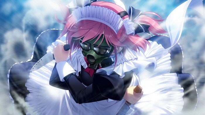 Komine Sachi with Gas Mask and Knife