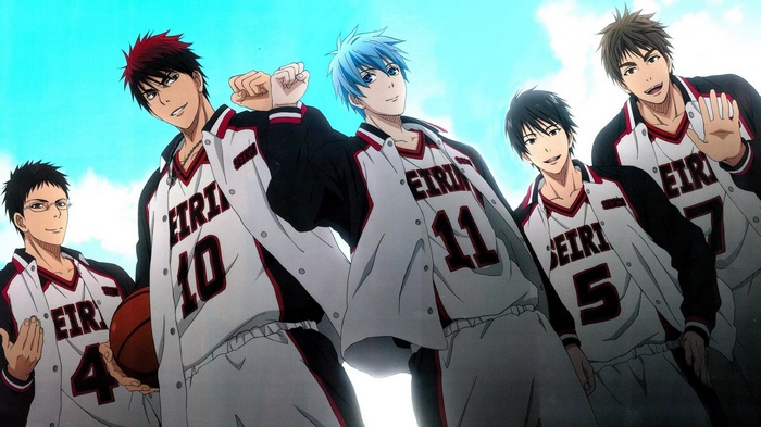 Kuroko no Basket characters in basketball uniforms