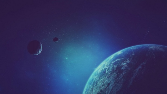 Digital art of planets and stars in deep space