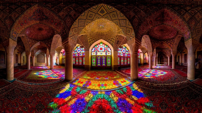 arch, Nasir al-Mulk Mosque, mosque, architecture, Iran, colorful, Islamic architecture, interior, detailed