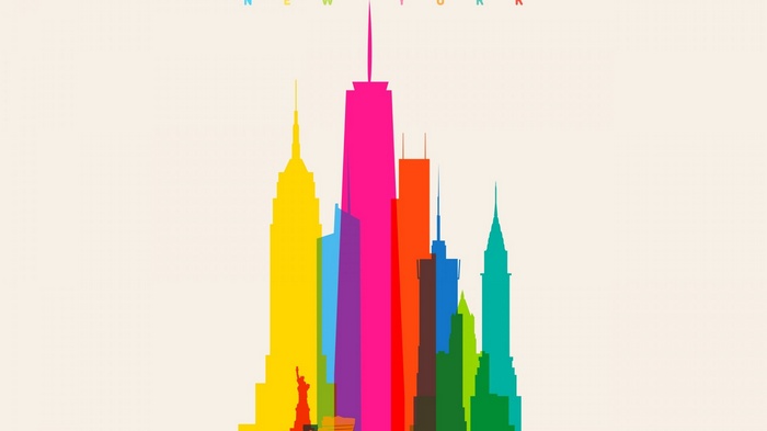 Colorful New York City Skyline Silhouette