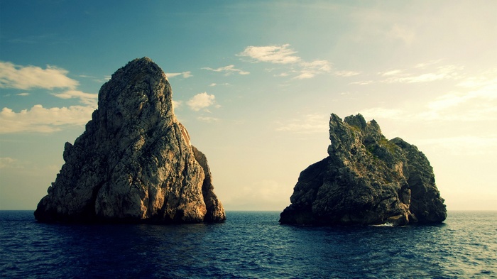 Two rocky islands in the sea