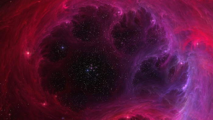 Digital art of a colorful nebula with stars