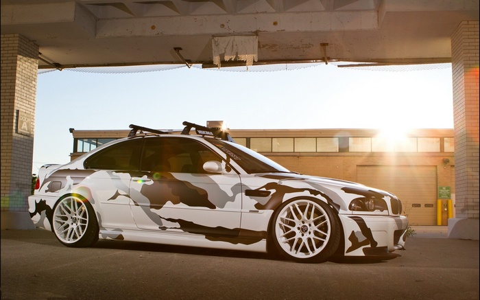 BMW with Camouflage Wrap and Roof Rack