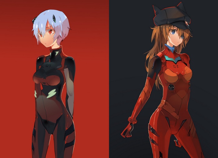 anime, Asuka Langley Shikinami, Asuka Langley Soryu, Neon Genesis Evangelion, Ayanami Rei, anime girls