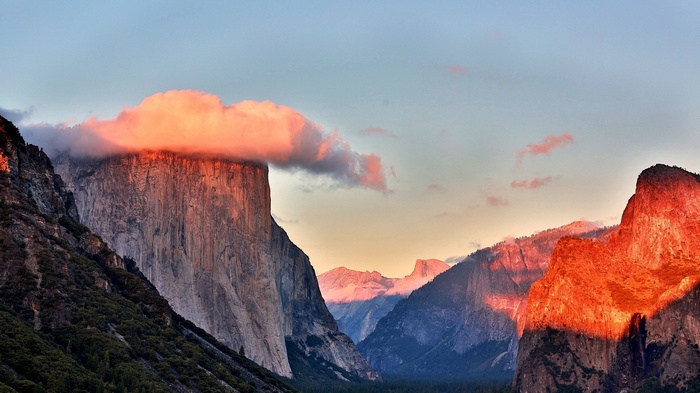 El Capitan and Half Dome at sunset, Yosemite National Park