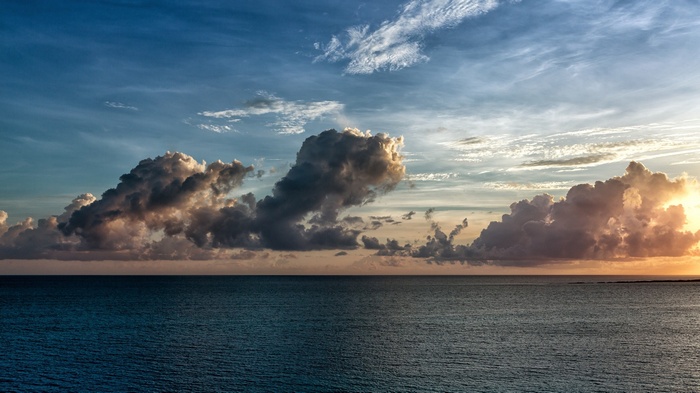 Clouds over the sea at sunset