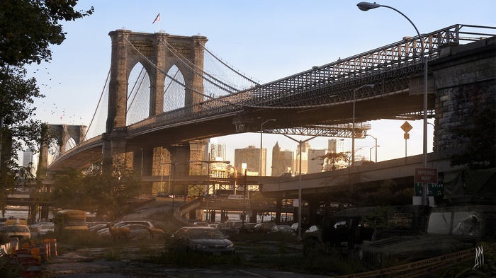 Apocalyptic Brooklyn Bridge in New York City