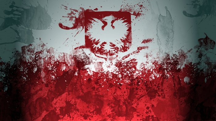 Grunge style Polish flag with eagle emblem