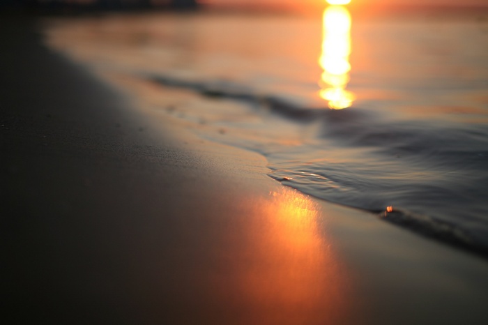 Sunset over the Adriatic Sea at the beach