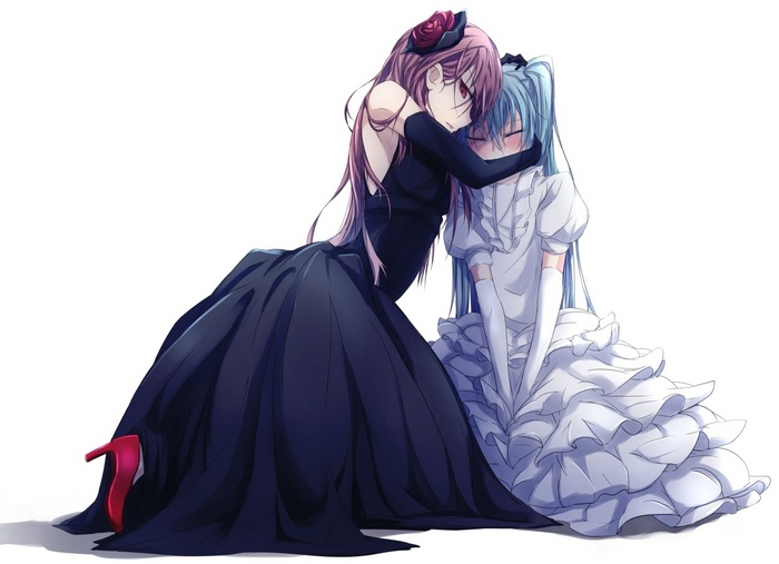Hatsune Miku and Megurine Luka in formal dresses