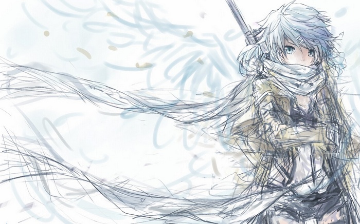Asada Shino with a rifle in anime style