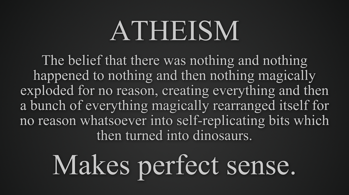 Atheism quote about creation and dinosaurs
